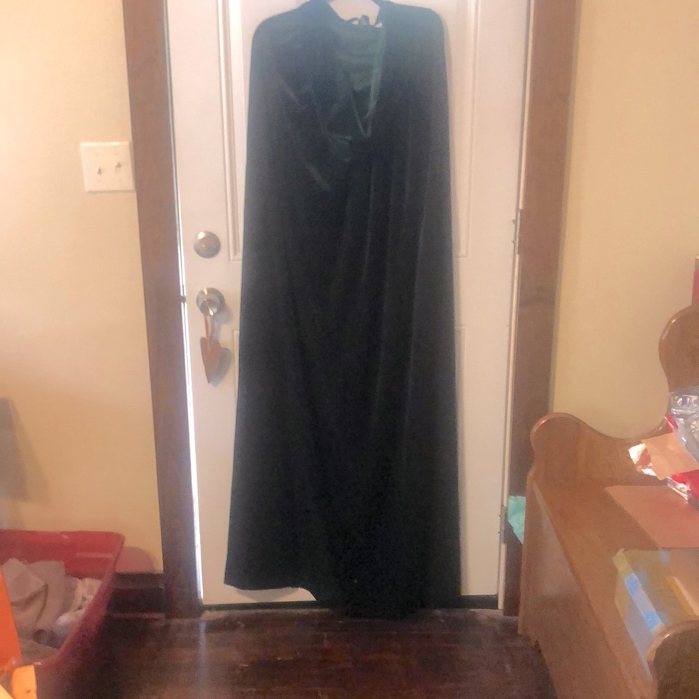 Dark green velour cape